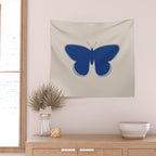 Butterfly Single in Blue and Stone Wall Tapestry Gallery Image 2