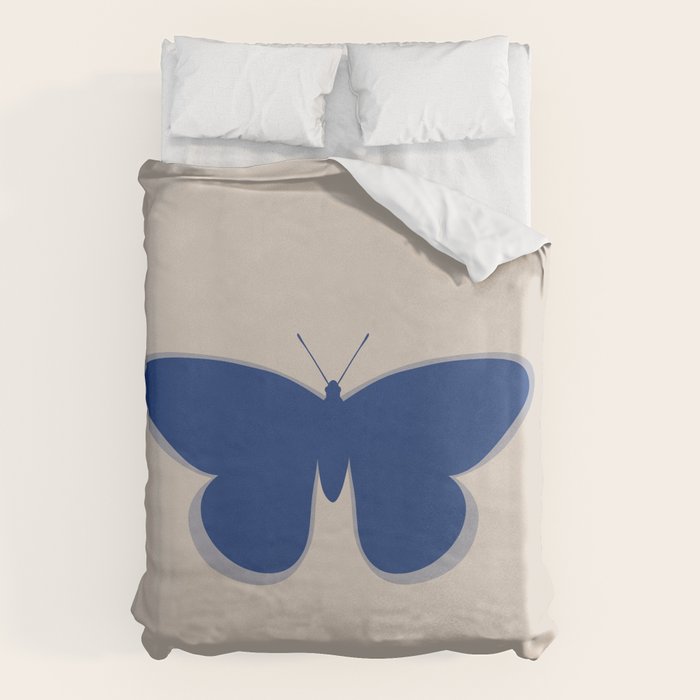 Butterfly Single in Blue and Stone Duvet Cover Gallery Image 6