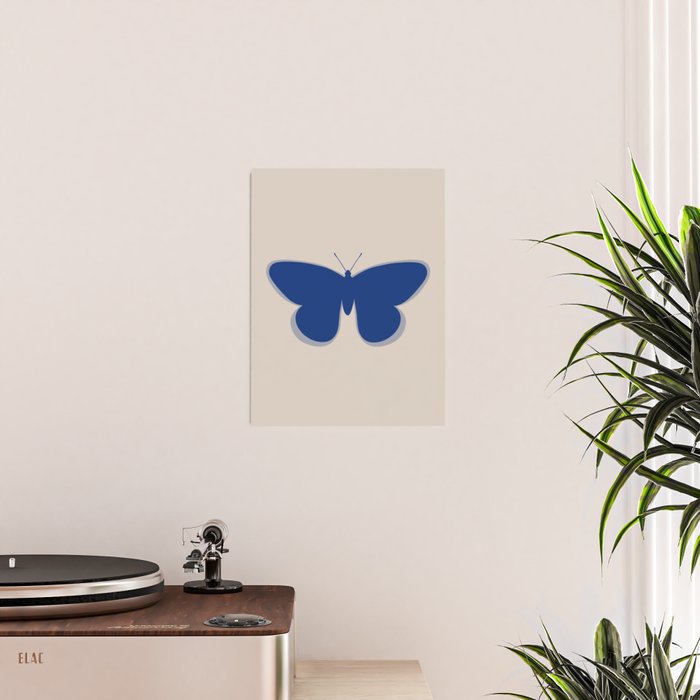 Butterfly Single in Blue and Stone Poster Gallery Image 2