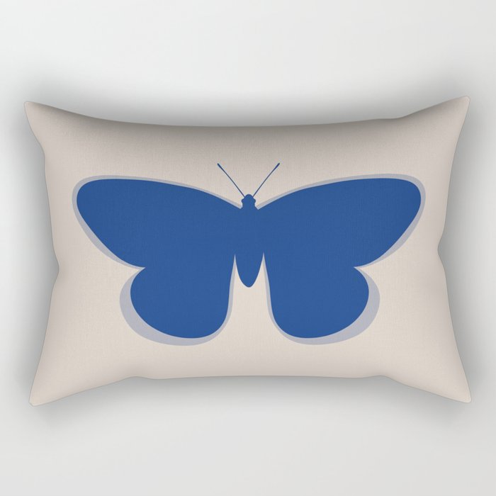 Butterfly Single in Blue and Stone Rectangular Pillow Gallery Image 1