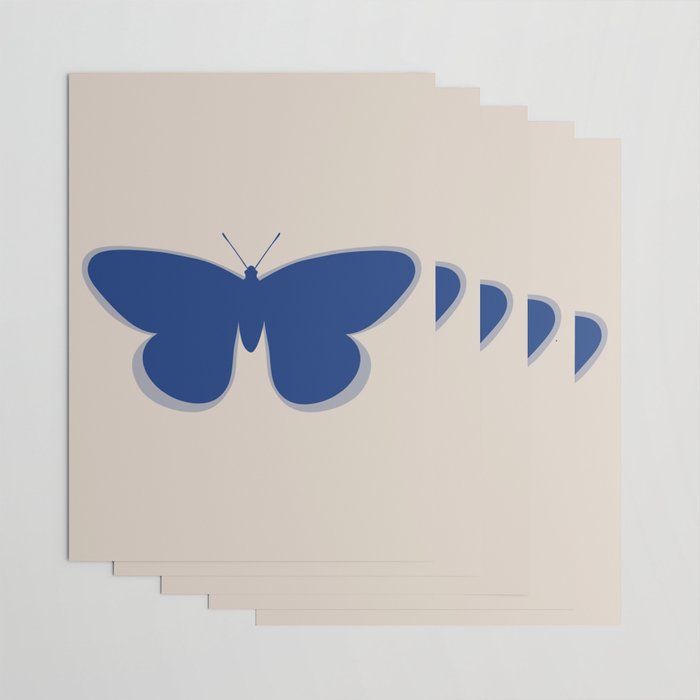 Butterfly Single in Blue and Stone Wrapping Paper Gallery Image 3