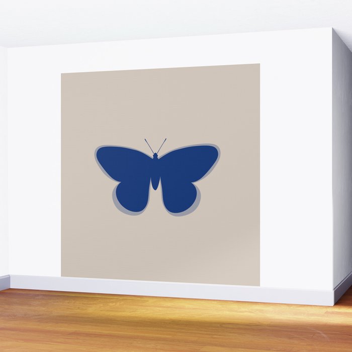 Butterfly Single in Blue and Stone Wall Mural Gallery Image 2