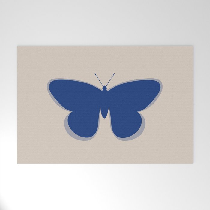 Butterfly Single in Blue and Stone Welcome Mat Gallery Image 1