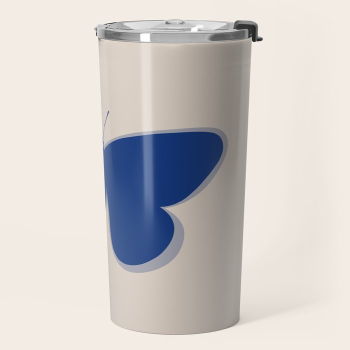 Butterfly Single in Blue and Stone Travel Mug Gallery Image 2