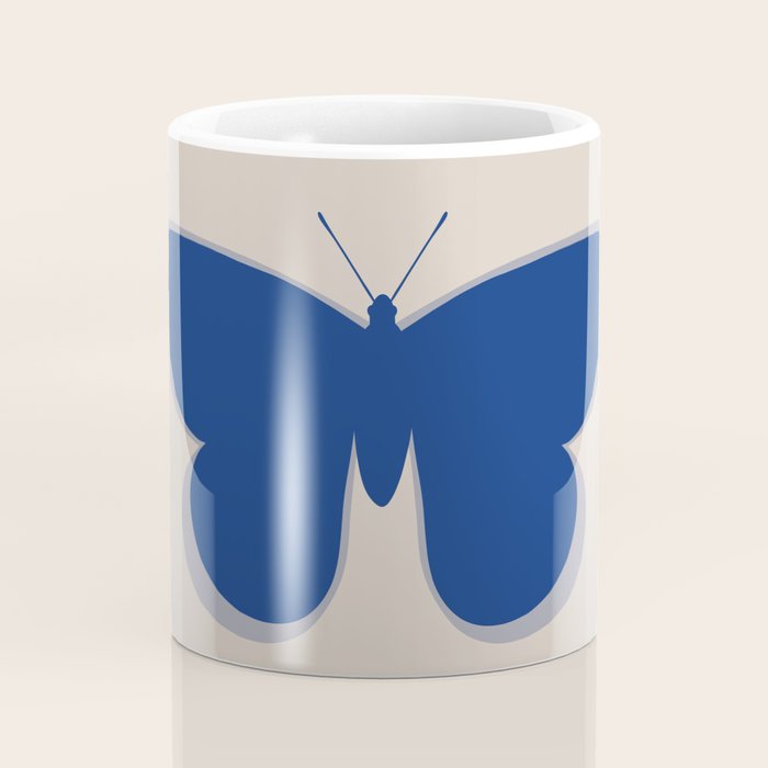 Butterfly Single in Blue and Stone Coffee Mug Gallery Image 4