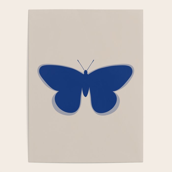 Butterfly Single in Blue and Stone Poster Gallery Image 1