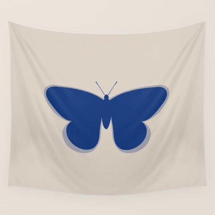 Butterfly Single in Blue and Stone Wall Tapestry Gallery Image 1