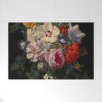 Nicolaes van Veerendael "Flowers in a glass vase with a butterfly and beetle on a stone ledge" Welcome Mat Gallery Image 1