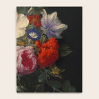 Nicolaes van Veerendael "Flowers in a glass vase with a butterfly and beetle on a stone ledge" Notebook Gallery Image 4