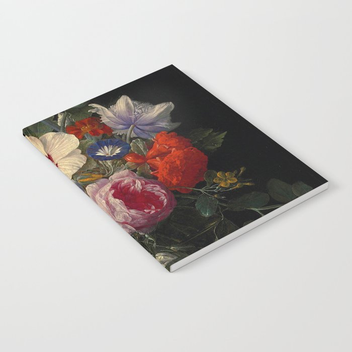 Nicolaes van Veerendael "Flowers in a glass vase with a butterfly and beetle on a stone ledge" Notebook Gallery Image 2
