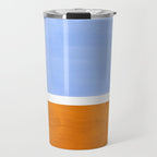 Pastel Royal Blue Yellow ochre Mid Century Modern Abstract Minimalist Rothko Color Field Squares Travel Mug Gallery Image 1