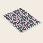 Mid Century Modern Piquet Abstract Multi Geometric Pattern Dark Green and Retro Pink Notebook Gallery Image 3
