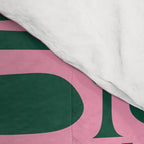 Mid Century Modern Piquet Abstract Multi Geometric Pattern Dark Green and Retro Pink Comforter Gallery Image 4