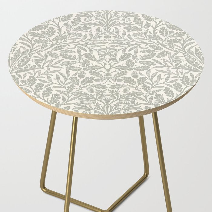 William Morris Pure Acorn Soft Pebble Grey & White Side Table Gallery Image 2