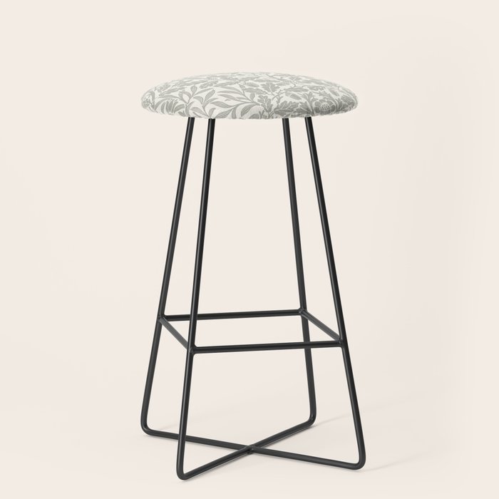 William Morris Pure Acorn Soft Pebble Grey & White Stool Gallery Image 1
