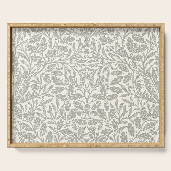 William Morris Pure Acorn Soft Pebble Grey & White Serving Tray Gallery Image 1