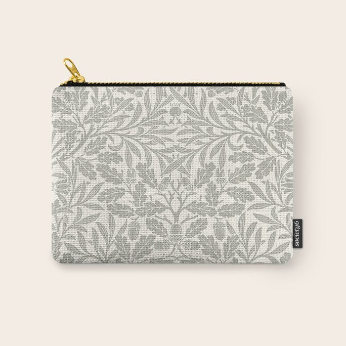 William Morris Pure Acorn Soft Pebble Grey & White Carry All Pouch Gallery Image 1