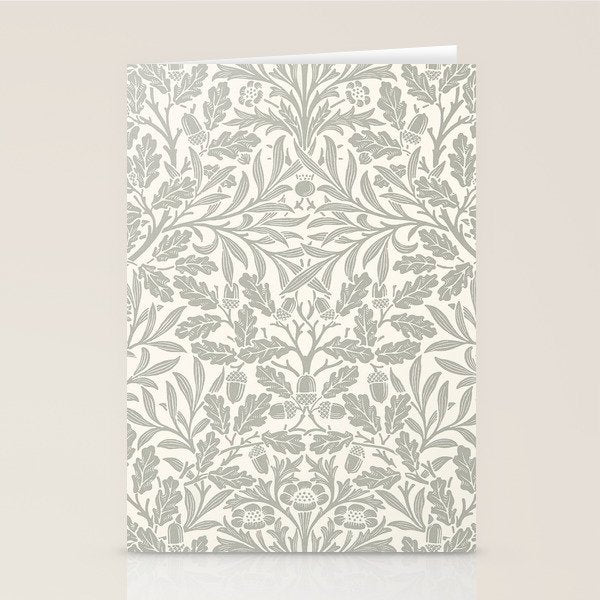 William Morris Pure Acorn Soft Pebble Grey & White Stationery Card Gallery Image 2