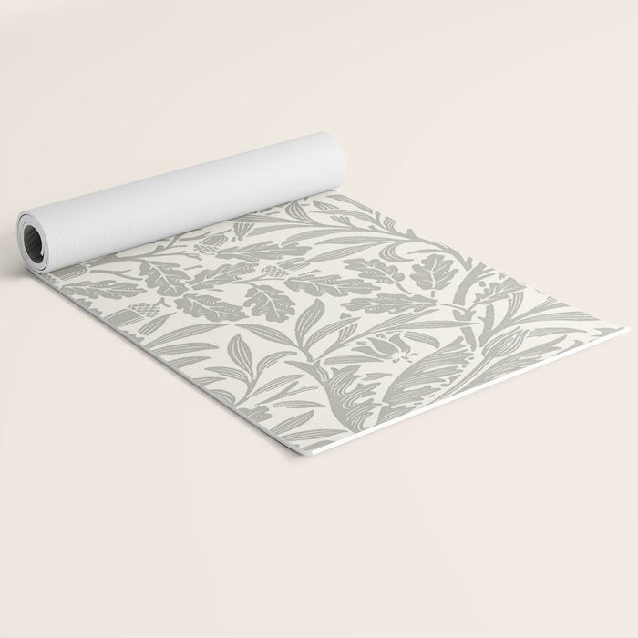 William Morris Pure Acorn Soft Pebble Grey & White Yoga Mat Gallery Image 2