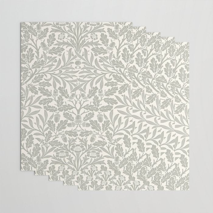 William Morris Pure Acorn Soft Pebble Grey & White Wrapping Paper Gallery Image 3