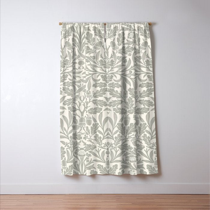 William Morris Pure Acorn Soft Pebble Grey & White Window Curtain Gallery Image 3