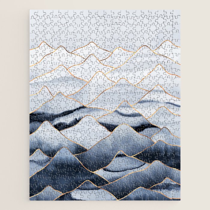 Mountains 2 - Gold Colored Lines Jigsaw Puzzle Gallery Image 1