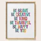 BE BRAVE BE CREATIVE BE KIND BE THANKFUL BE HAPPY BE YOU rainbow watercolor Serving Tray Gallery Image 1