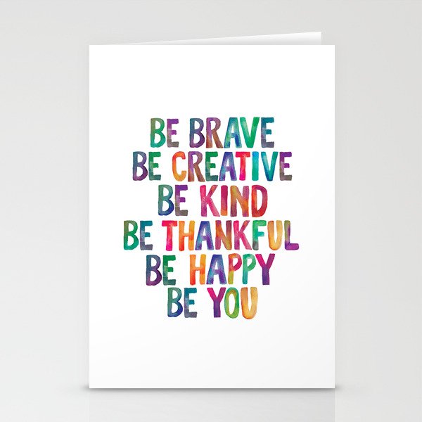 BE BRAVE BE CREATIVE BE KIND BE THANKFUL BE HAPPY BE YOU rainbow watercolor Stationery Card Gallery Image 2