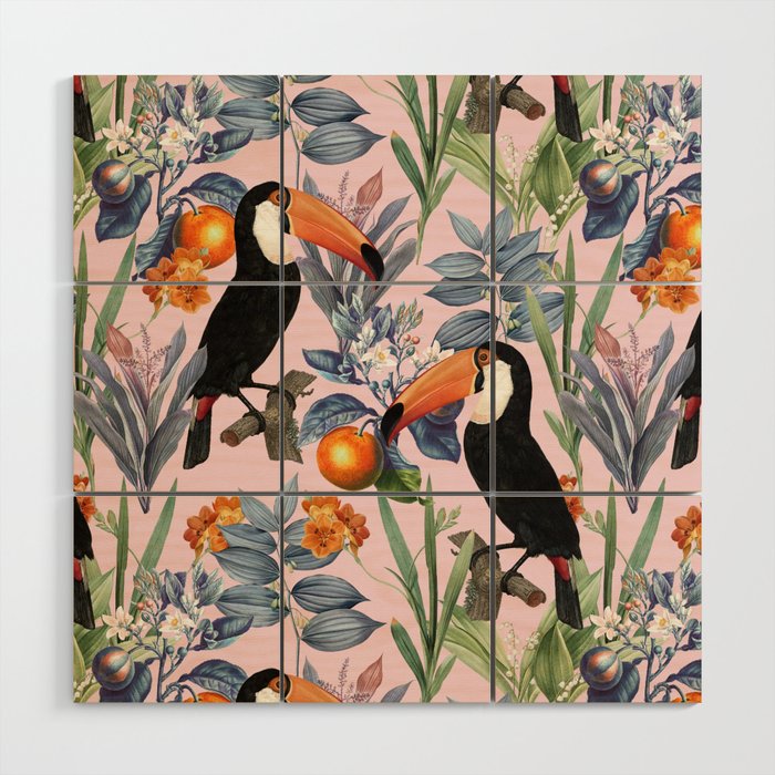 Tucan Garden #pattern #illustration Wood Wall Art Gallery Image 1