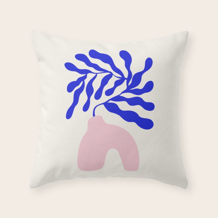 Blue Matisse Ferns II Throw Pillow Gallery Image 1
