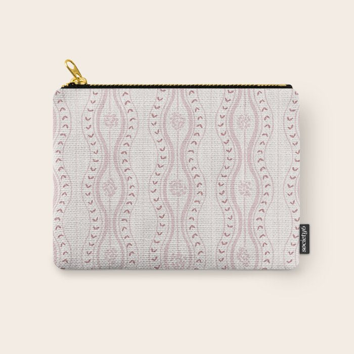Wavy lines and tiny blooms - dusty pink and beige cream tones pattern Carry All Pouch Gallery Image 1