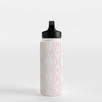 Wavy lines and tiny blooms - dusty pink and beige cream tones pattern Water Bottle Gallery Image 3