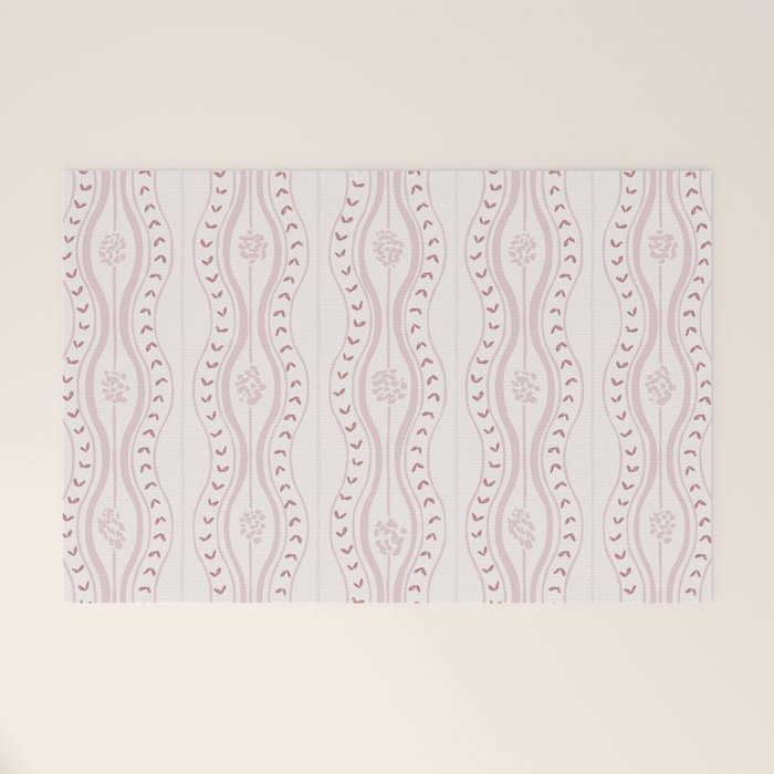 Wavy lines and tiny blooms - dusty pink and beige cream tones pattern Welcome Mat Gallery Image 1
