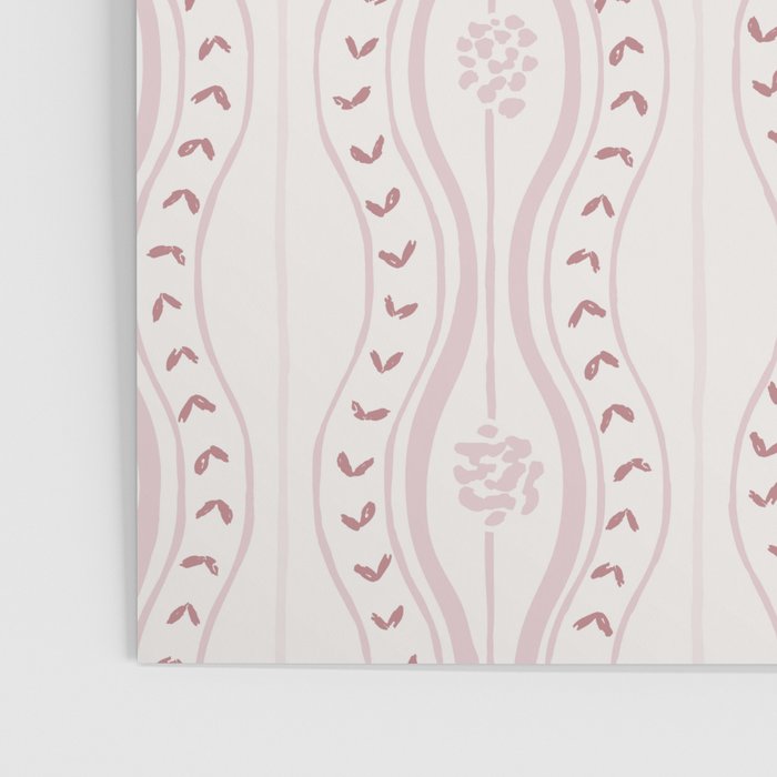 Wavy lines and tiny blooms - dusty pink and beige cream tones pattern Poster Gallery Image 3