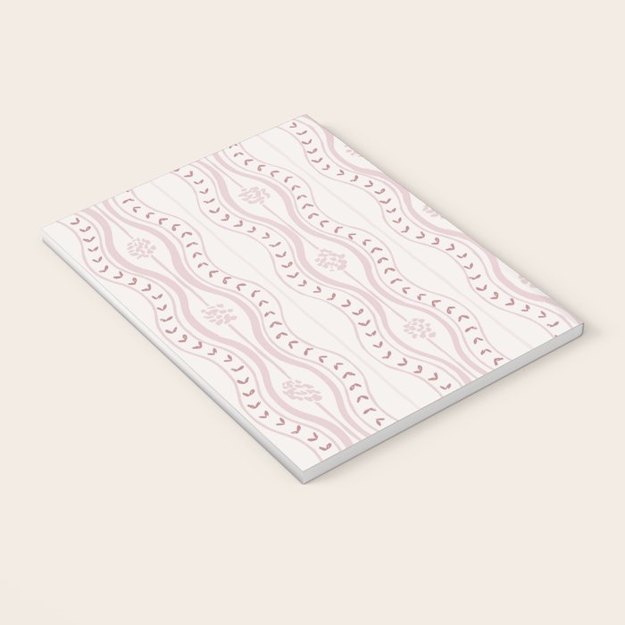 Wavy lines and tiny blooms - dusty pink and beige cream tones pattern Notebook Gallery Image 3