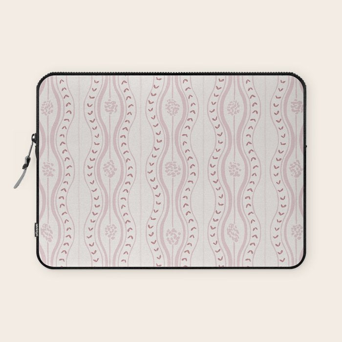 Wavy lines and tiny blooms - dusty pink and beige cream tones pattern Laptop Sleeve Gallery Image 1