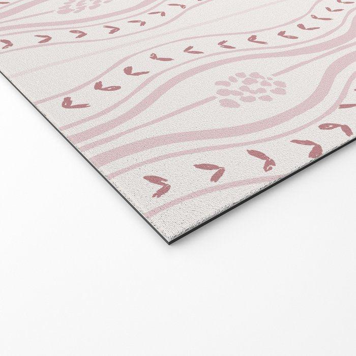 Wavy lines and tiny blooms - dusty pink and beige cream tones pattern Welcome Mat Gallery Image 2