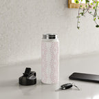 Wavy lines and tiny blooms - dusty pink and beige cream tones pattern Water Bottle Gallery Image 4