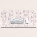 Wavy lines and tiny blooms - dusty pink and beige cream tones pattern Desk Mat Gallery Image 1