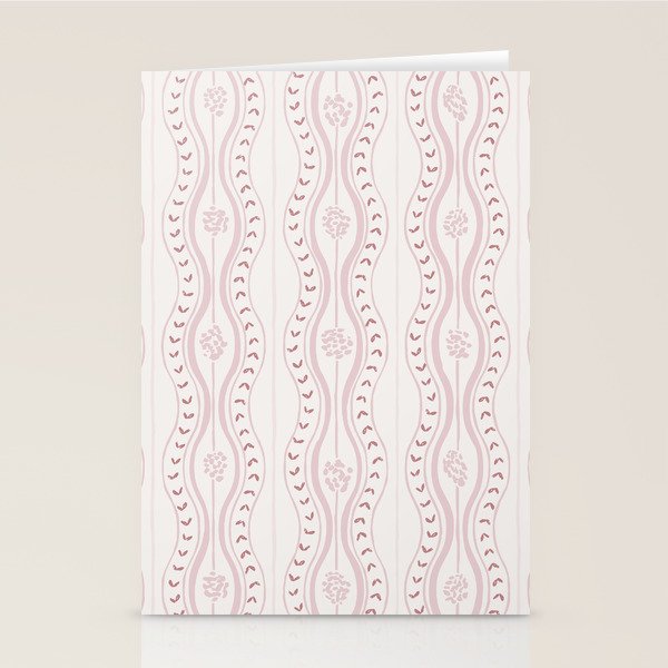 Wavy lines and tiny blooms - dusty pink and beige cream tones pattern Stationery Card Gallery Image 2