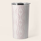 Wavy lines and tiny blooms - dusty pink and beige cream tones pattern Travel Mug Gallery Image 1