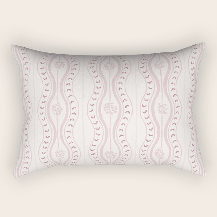 Wavy lines and tiny blooms - dusty pink and beige cream tones pattern Rectangular Pillow Gallery Image 2