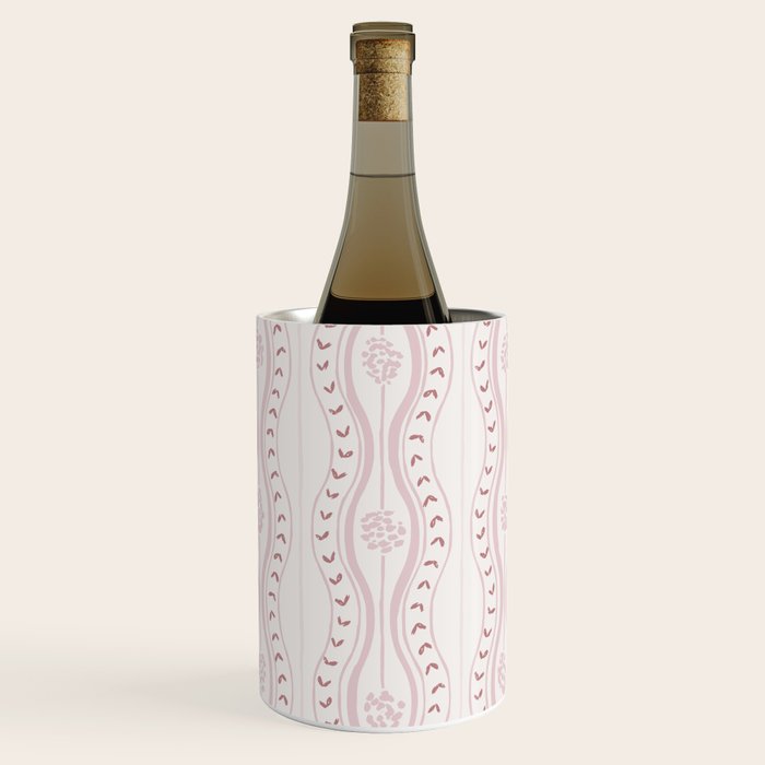 Wavy lines and tiny blooms - dusty pink and beige cream tones pattern Wine Chiller Gallery Image 1