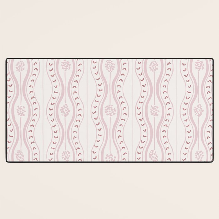 Wavy lines and tiny blooms - dusty pink and beige cream tones pattern Desk Mat Gallery Image 3