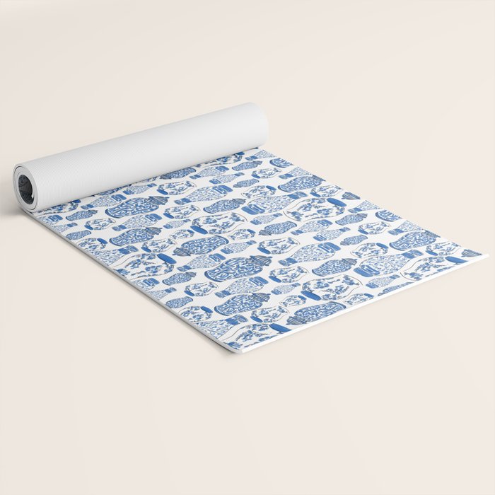 Chinoiserie Blue and White Jars Yoga Mat Gallery Image 2