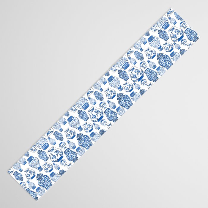 Chinoiserie Blue and White Jars Table Runner Gallery Image 3