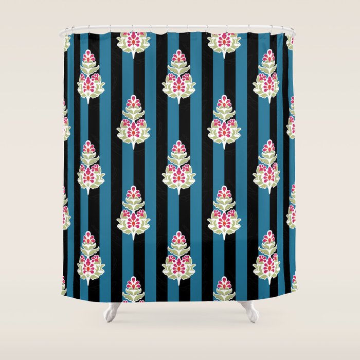 Ajrakh Aesthetics Shower Curtain Gallery Image 1