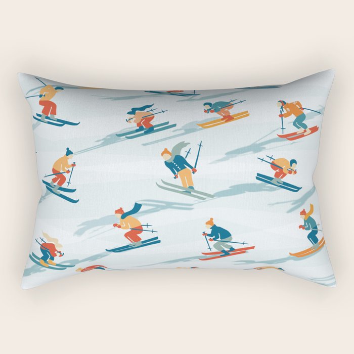 Retro Sportive Ski alpine light Rectangular Pillow Gallery Image 1