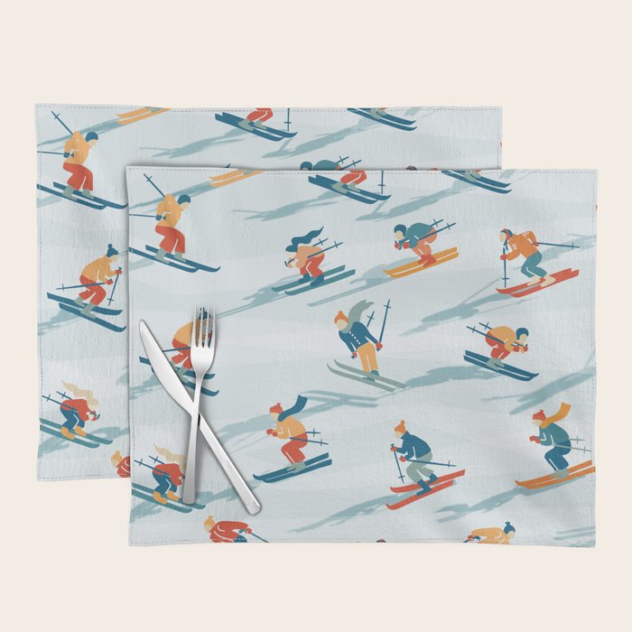 Retro Sportive Ski alpine light Placemat Gallery Image 1