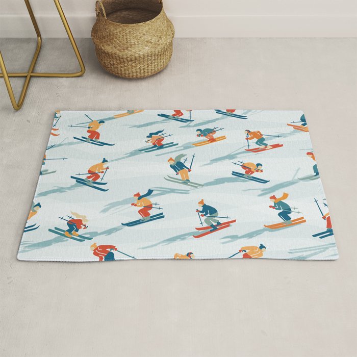 Retro Sportive Ski alpine light Rug Gallery Image 1